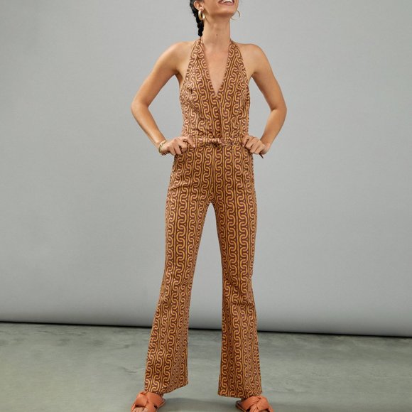 MOTHER Pants - MOTHER The Doozy Halter Denim Jumpsuit